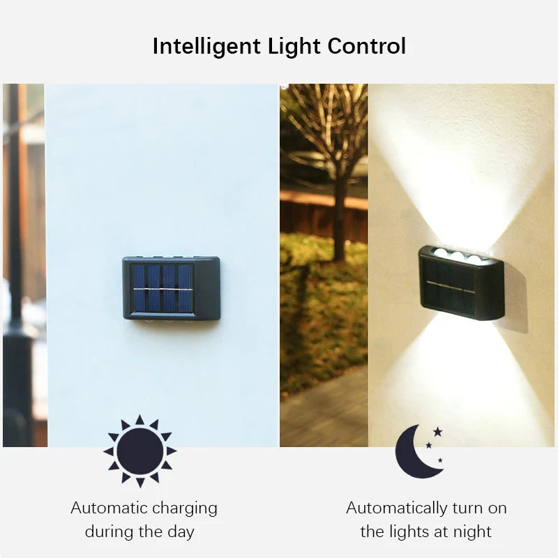 2-Solar LED Light, Outdoor Waterproof Wall Lamp, Dusk to Dawn Fence Lighting for Summer Garden Yard Porch Walkway Camping Home Dec