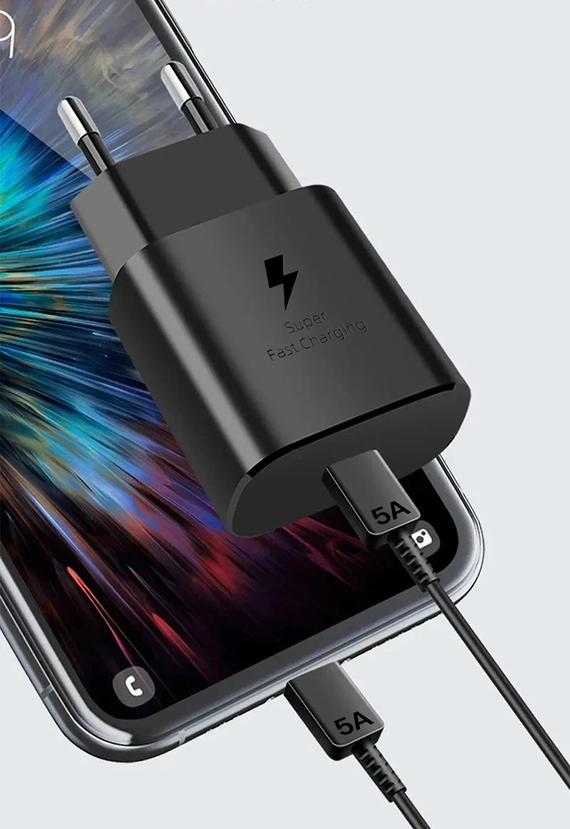 Original Samsung 25w Super Fast Charger PD Type C EU US Adapter Galaxy S25 S24 S23 S22 A56 A55 A26 A05s A54 A16 Z Fold Z Flip 6