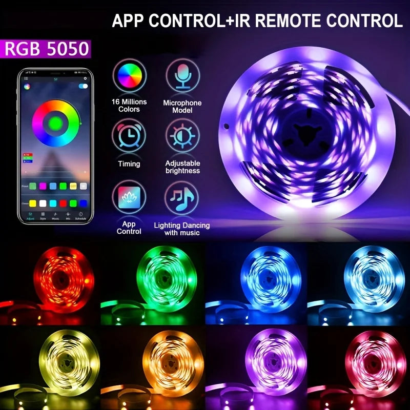 40M 131FT LED Strip Lights | App & 44-Key Remote Control | USB 5V, Music Sync RGB Flexible Tape Diode Lights for Party & Home