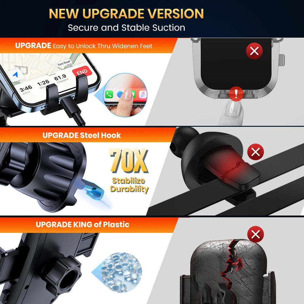 4-TOPK D46G Car Phone Holder Mount, Upgraded Metal Hook Cell Phone Holder For Car Air Vent Compatible With All Phones