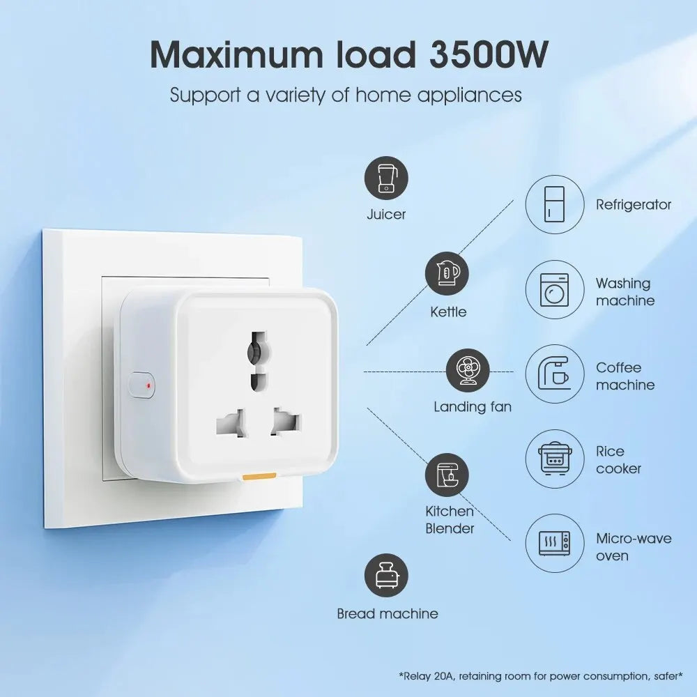 2-Tuya Smart Home Wireless WIFI Plug Socket UK EU US Universal 16A Travel Universal Conversion Socket Outlet Power Monitor Timer