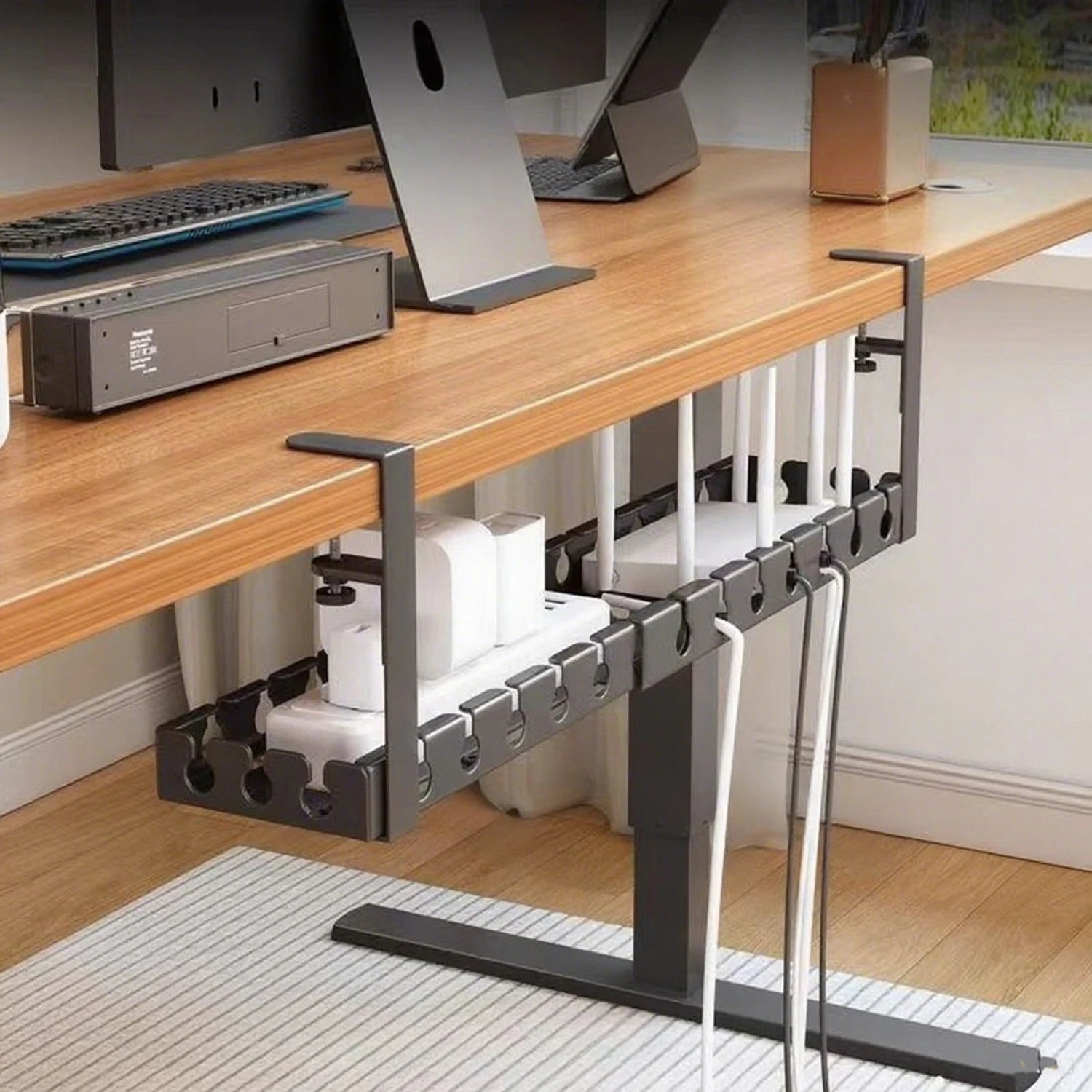 Under Table Storage Rack Metal Cable Management Tray For Home Office Kitchen Desk Wire Organizers Storage Accessories