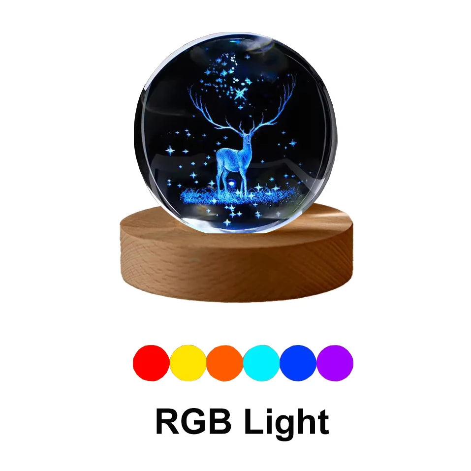 6CM Milky Way Galaxy Crystal Ball RGB Night Light Children Solar System Night Lamp Bedroom Ambient LED Light Creative Gift Decor