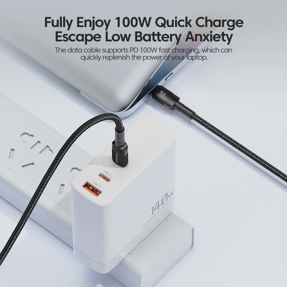 4-Toocki USB-C to USB-C 100W Fast Charging & Data Cable – PD 3.0 / QC 4.0 | Braided Type-C Cable