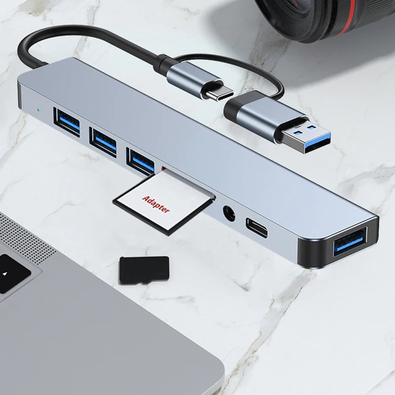 4-8-IN-2 USB HUB 3.0 USB C HUB Dock Station 5Gbps High Speed Transmission USB Splitter Type C to USB OTG Adapter For Macbook Pro