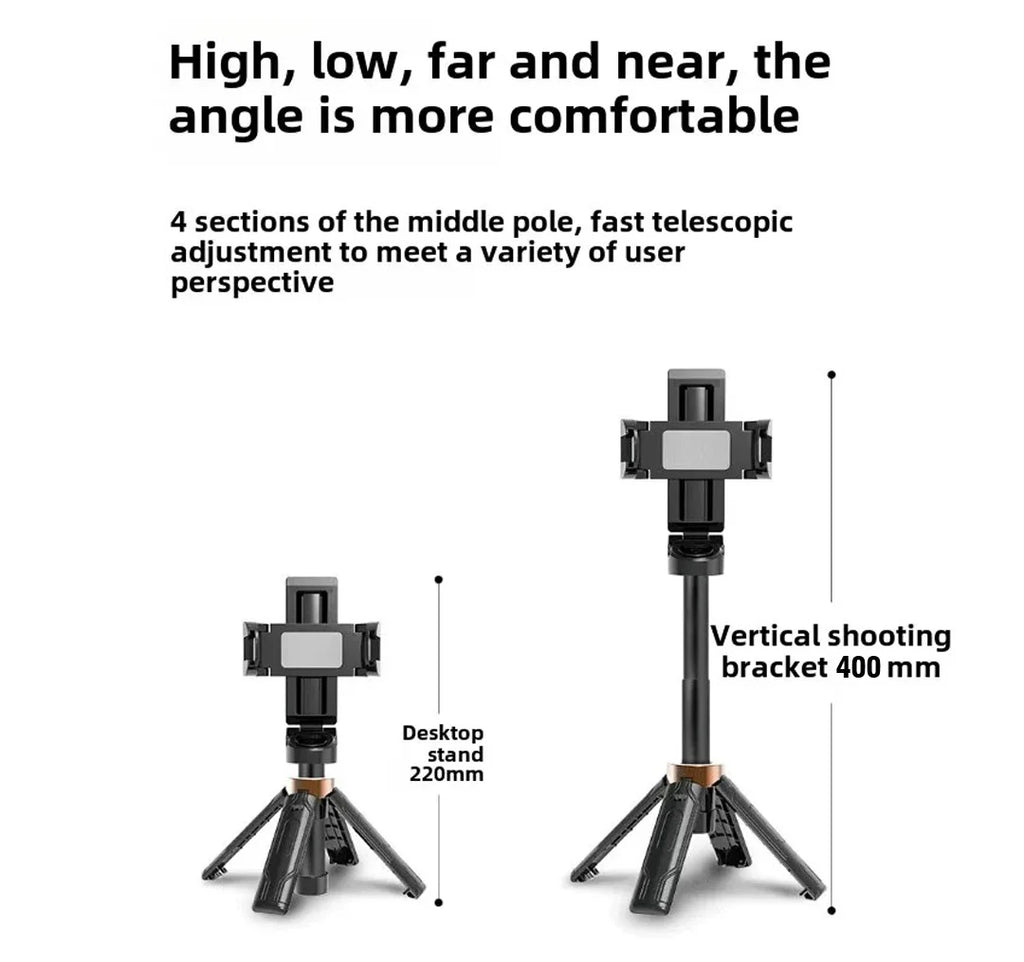 4-Super Mini Selfie Stick Portable Phone Holder Shooting Aid Versatile Integrated Design Bluetooth Remote For Live Broadcas