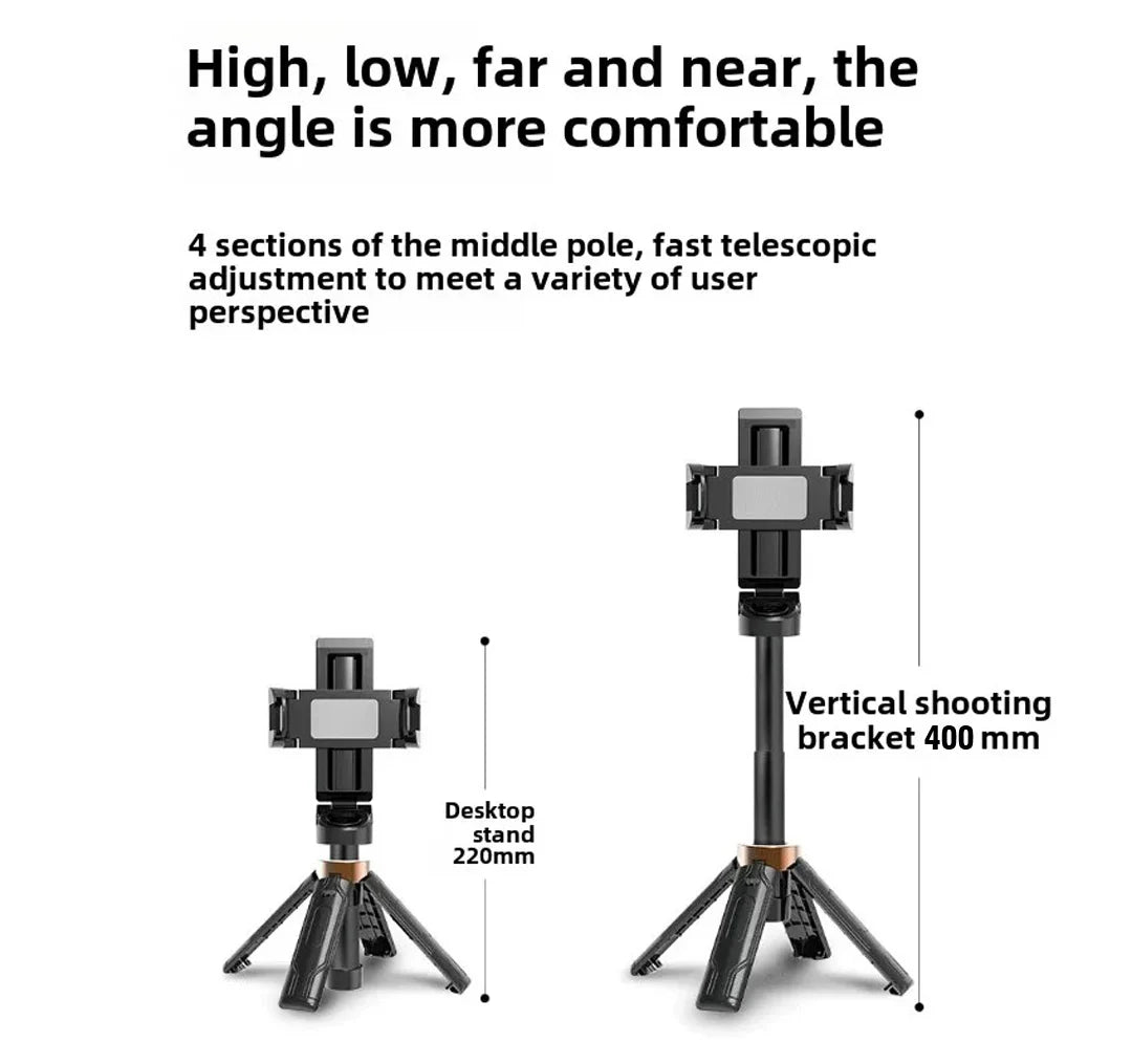 4-Super Mini Selfie Stick Portable Phone Holder Shooting Aid Versatile Integrated Design Bluetooth Remote For Live Broadcas