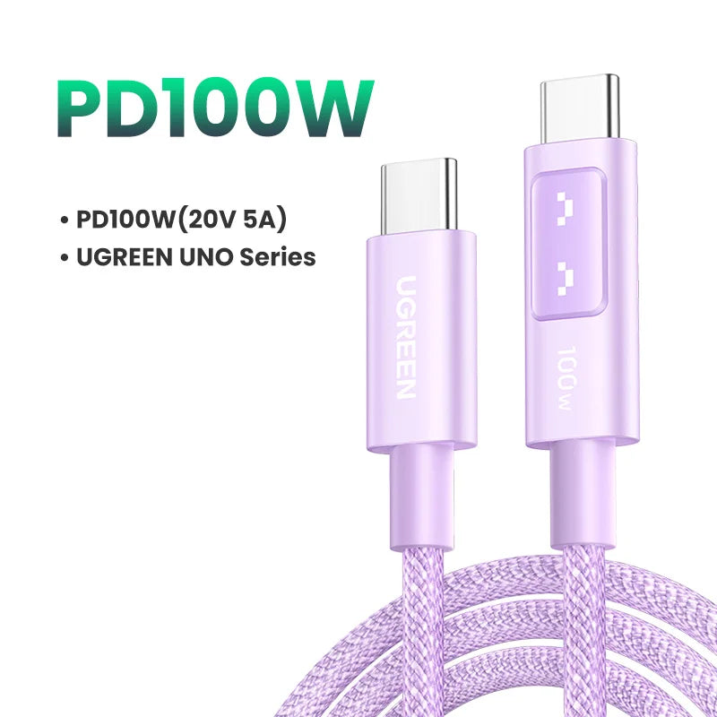 UGREEN UNO PD100W Fast Charge USB C Cable for iPhone 17 16 15 Type C to Type C Data Cord for Samsung Xiaomi MacBook Charge Cable