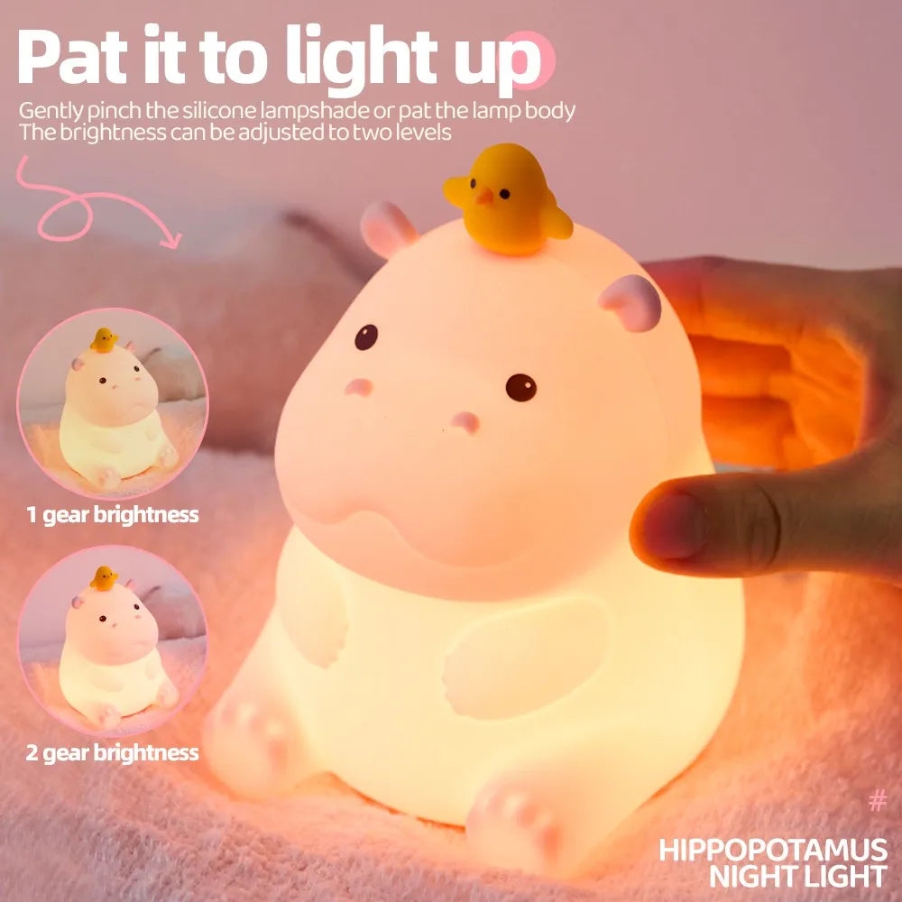 Novelty Animal Silicone Night Light Fox Rabbit Nursery Nightlight Rechargeable Timing Touch Sensor Bedside Table Lamp For Room