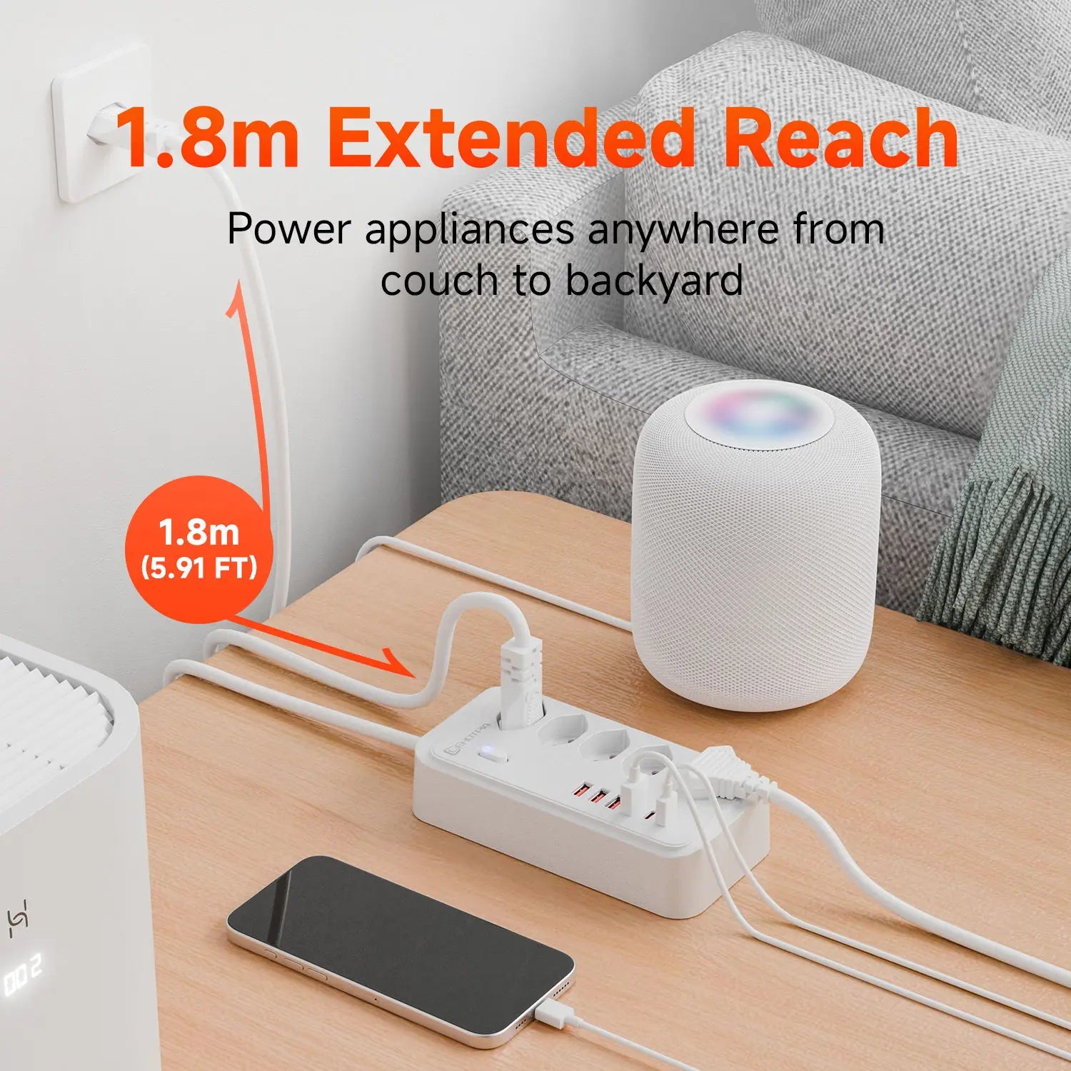 1-Switzerland AC Plug Wall Mounted Socket 1.8M Extension Cord Power Strip Outlets Network Adapter With USB C Ports Phone Chargeing