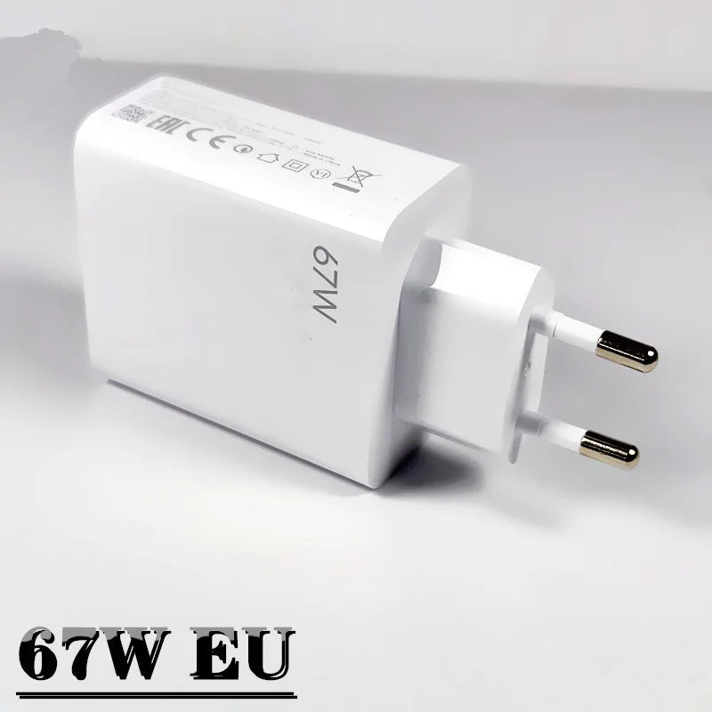 Xiaomi Charger 67W EU Fast Charge Power Adapter 6A Type C Cable For Xiaomi 12 11 POCO X5 X4 Pro Redmi Note 9 10 11 Pro