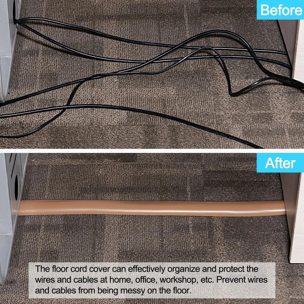 1PC 1M/3M Electric Cord Covers For Floor Flexible Wire Duct Flame-Retardant Cable Protector Floor Insulated Cord Hider