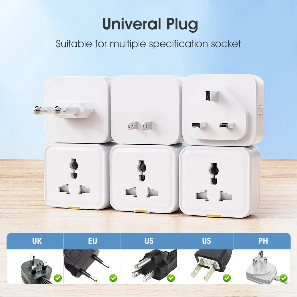 2-Tuya Smart Home Wireless WIFI Plug Socket UK EU US Universal 16A Travel Universal Conversion Socket Outlet Power Monitor Timer