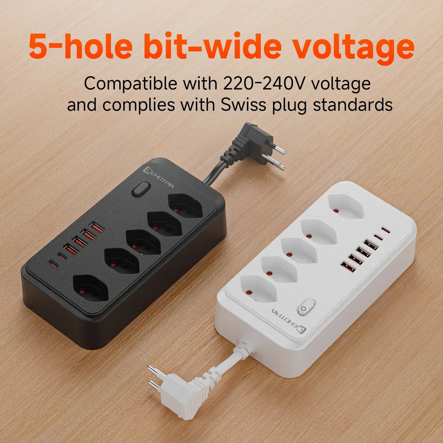 1-Switzerland AC Plug Wall Mounted Socket 1.8M Extension Cord Power Strip Outlets Network Adapter With USB C Ports Phone Chargeing