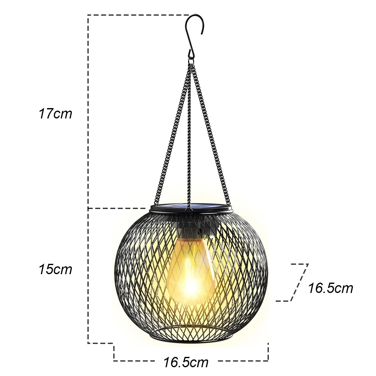 Solar Lantern LED Light – 3000 K Daylight Sensor, Outdoor Waterproof