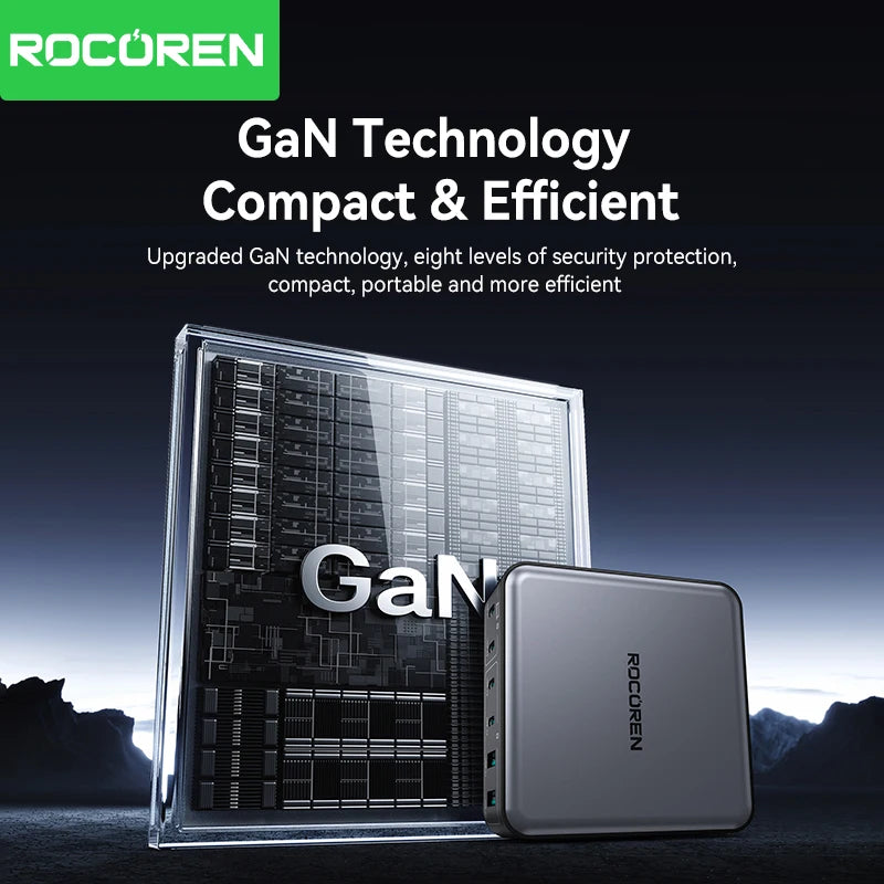 1-Rocoren 200W GaN Charger 6-ports Desktop Fast Charging USB Type C Charger Portable Power Station For iPhone 16 Pro Max Xiaomi 14