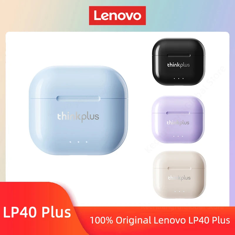 Original Lenovo LP40 Plus Wireless Headphones TWS 5.3 Bluetooth Headset Music Game Earphones Sport Call Noise Reduction Eaubuds