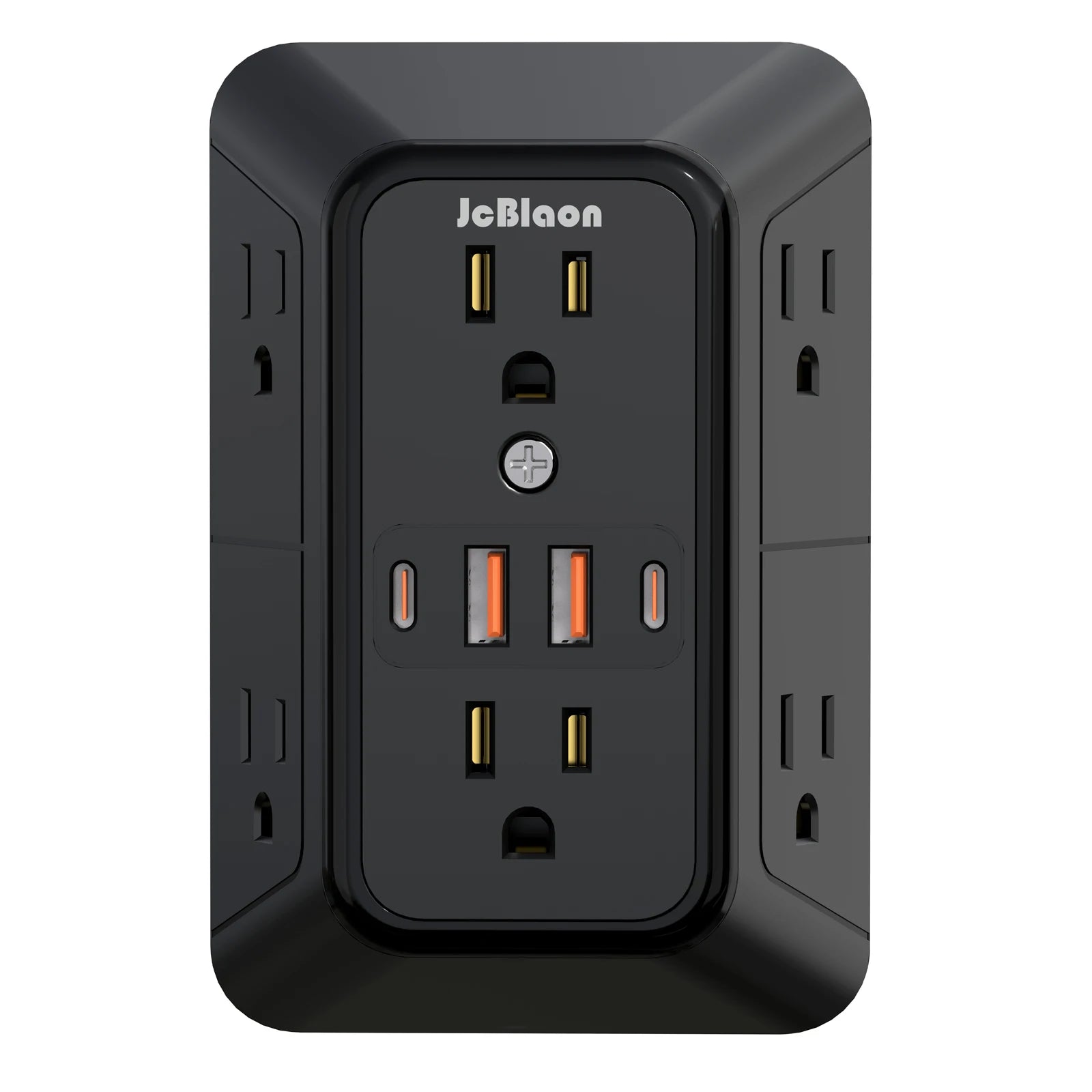 JcBlaon 6‑Outlet Wall Power Strip with USB-A & USB-C | UL Certified