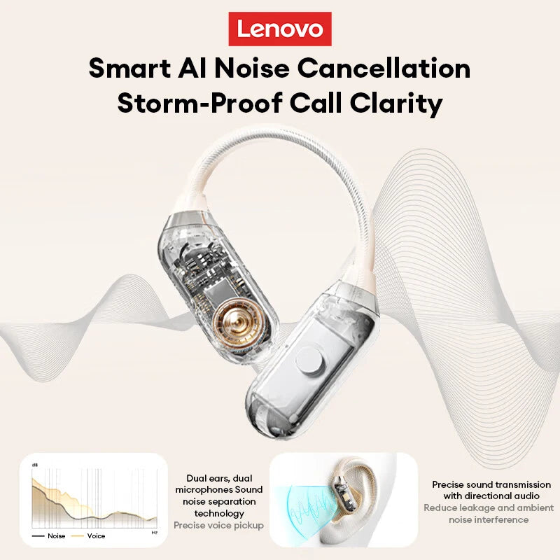 Lenovo LE503 OWS Bone Conduction Wireless 6.0 Bluetooth Headphones HD Stereo Music Game Earphones Noise Cancelling Sport Earbuds