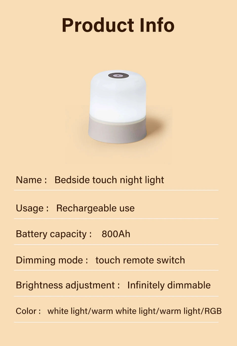 Best Touch LED Night Light USB Table Lamps Rechargeable Dimmable Bedside Light for Bedroom Decor Home Christmas Gift Child Night Lamp | LenxPlugs