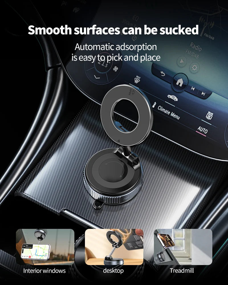 Car Mount Electric Vacuum Magnetic Holder Foldable Strong Suction Stand For Cell Phone For iphone 12 13 14 15 16 Live Streaming