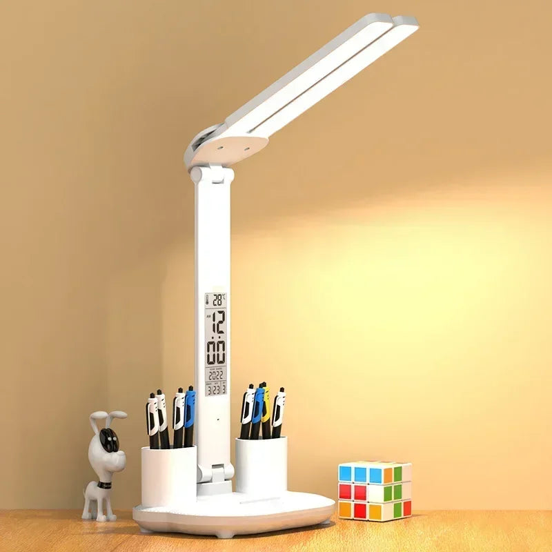 LED USB Dimmable Touch Foldable Table Lamp (Calendar, Clock & Temperature)