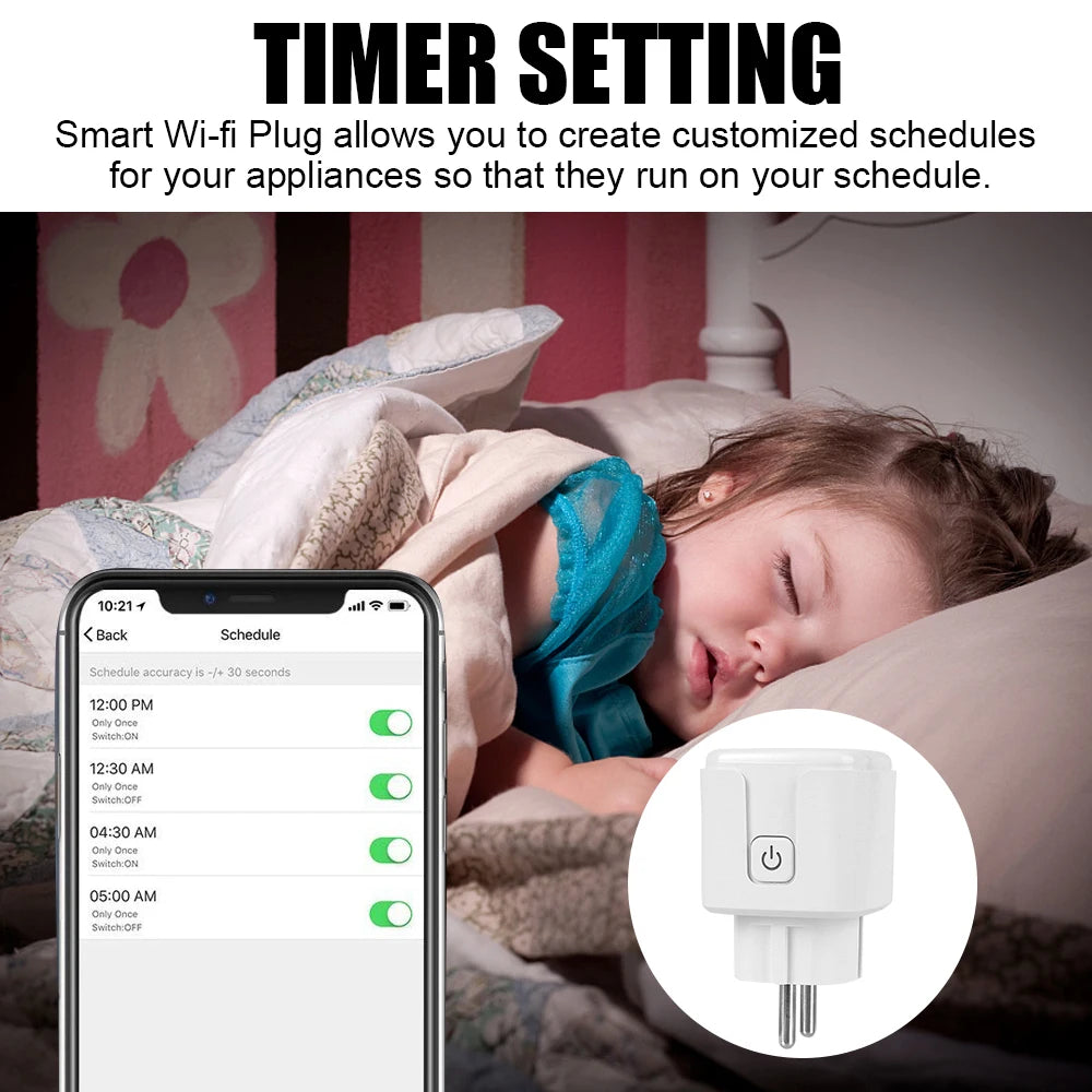 2-Smart Plug Work with Alexa Google Home Assistant WiFi EU/US/BR Socket Tuya Life APP Power Monitor Timer 16A Wall Charger