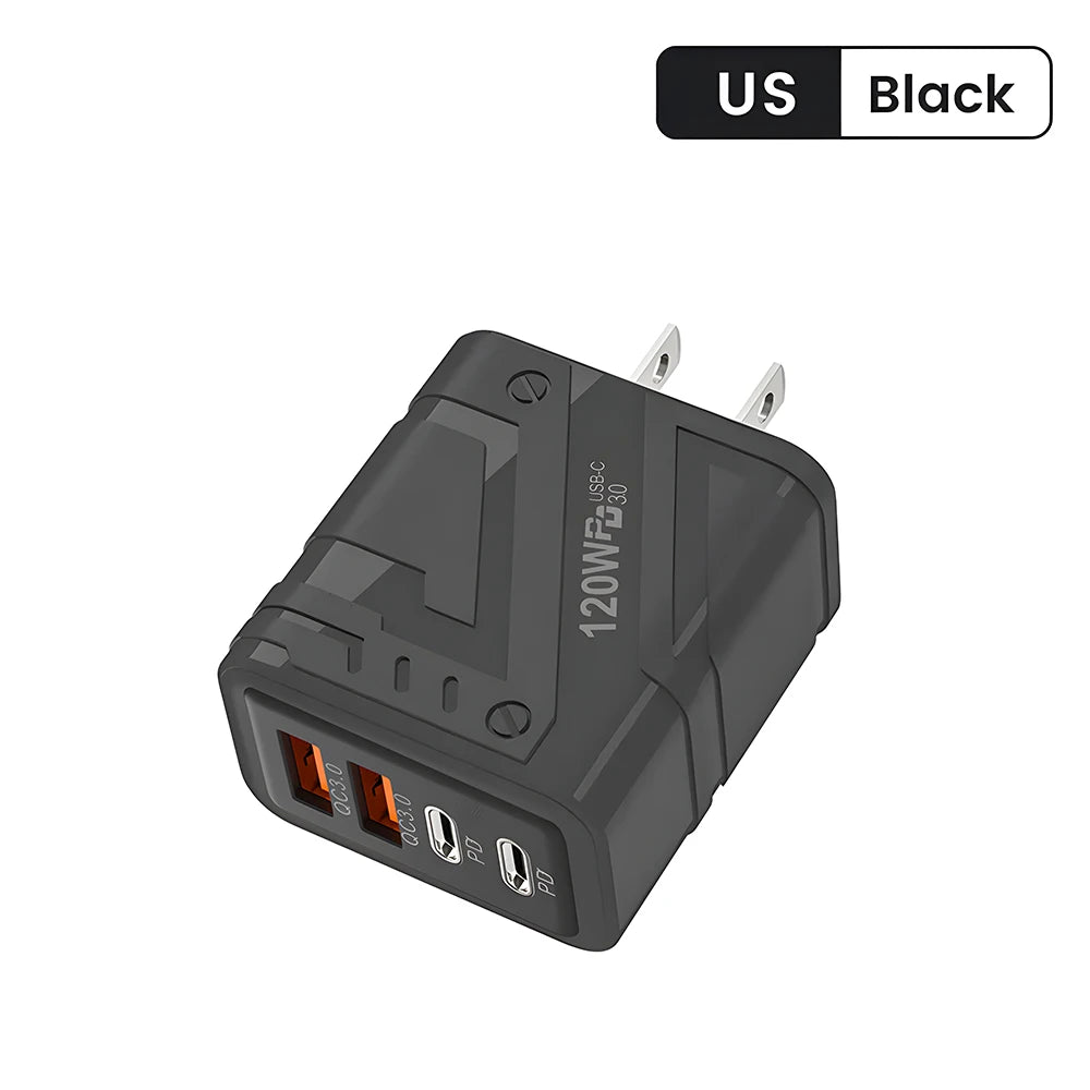 4‑Port USB‑C PD & QC 3.0 Wall Charger – Fast Charging Adapter for iPhone, Samsung