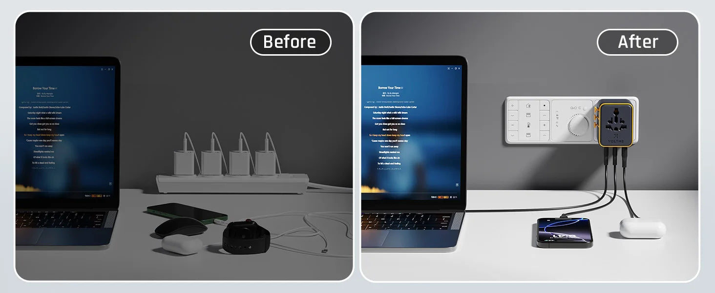 4-VOLTME 20W Travel Adapter Worldwide Power Adapter EU/UK/US/AUS Plug Travel Charging with Built in USB C for iPhone Samsung