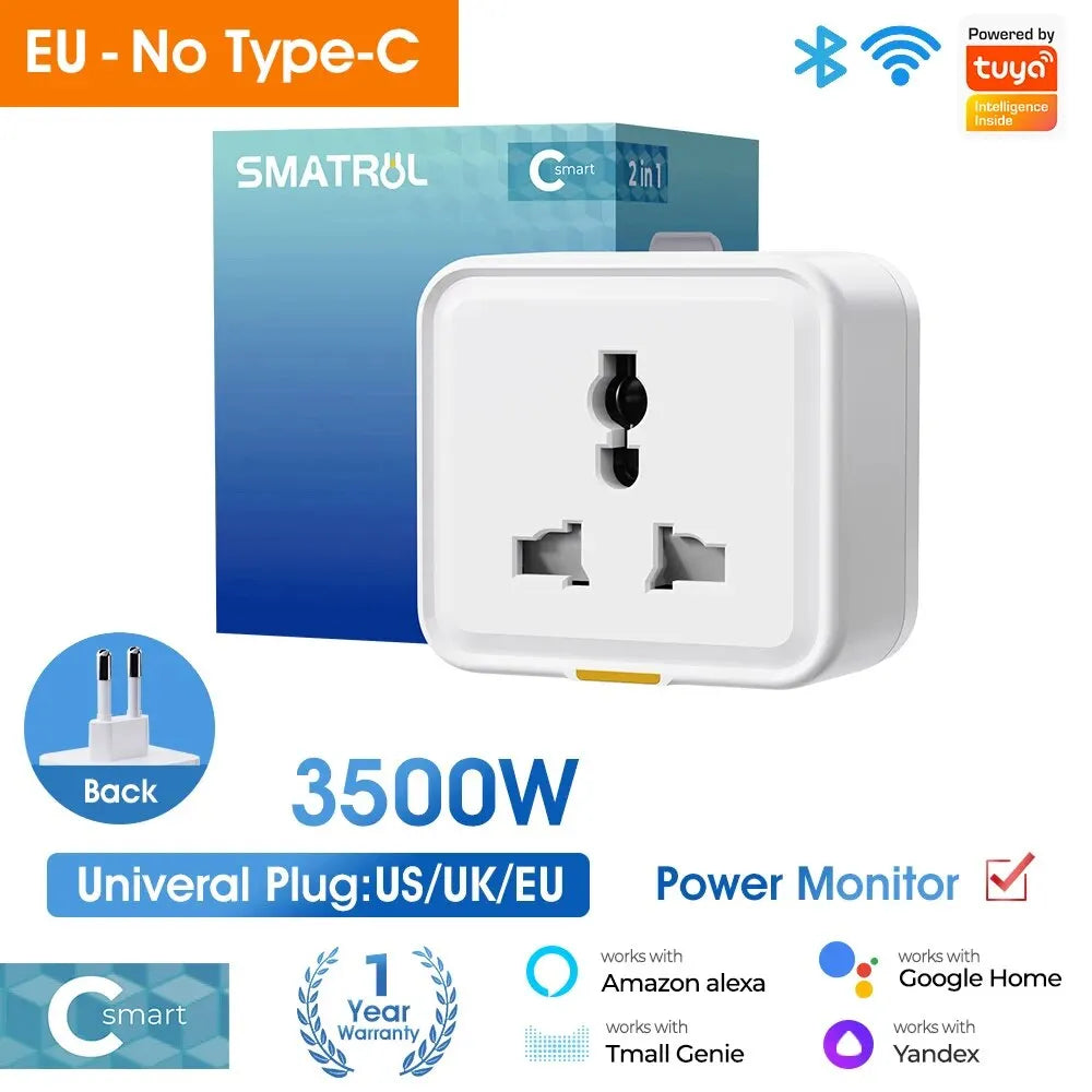 2-Tuya Smart Home Wireless WIFI Plug Socket UK EU US Universal 16A Travel Universal Conversion Socket Outlet Power Monitor Timer