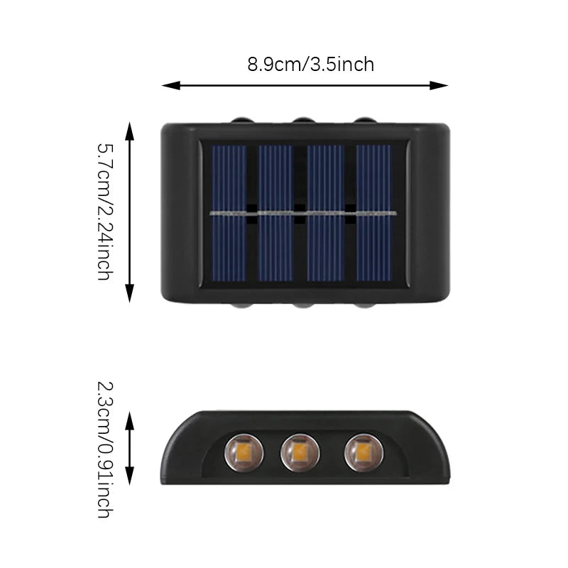 2-Solar LED Light, Outdoor Waterproof Wall Lamp, Dusk to Dawn Fence Lighting for Summer Garden Yard Porch Walkway Camping Home Dec