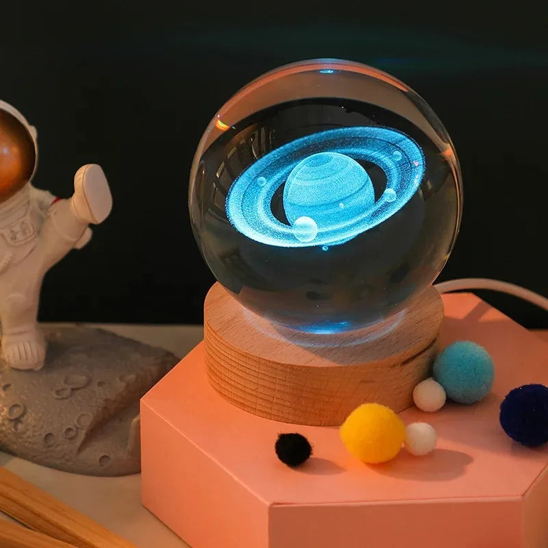 6CM Milky Way Galaxy Crystal Ball RGB Night Light Children Solar System Night Lamp Bedroom Ambient LED Light Creative Gift Decor