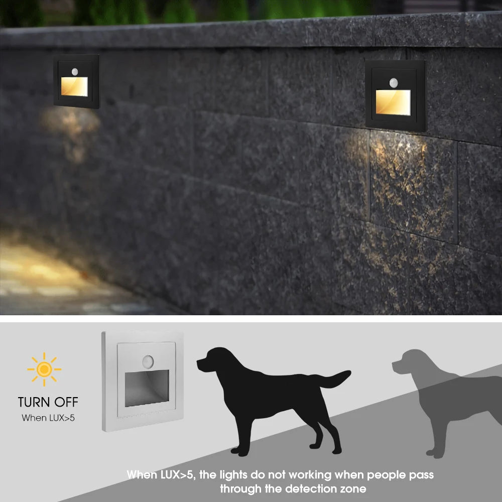180-240V Night Light Smart Light PIR Motion Detector Sensor LED Stair Light Recessed Step Light Ladder Wall Light Kitchen Foyer