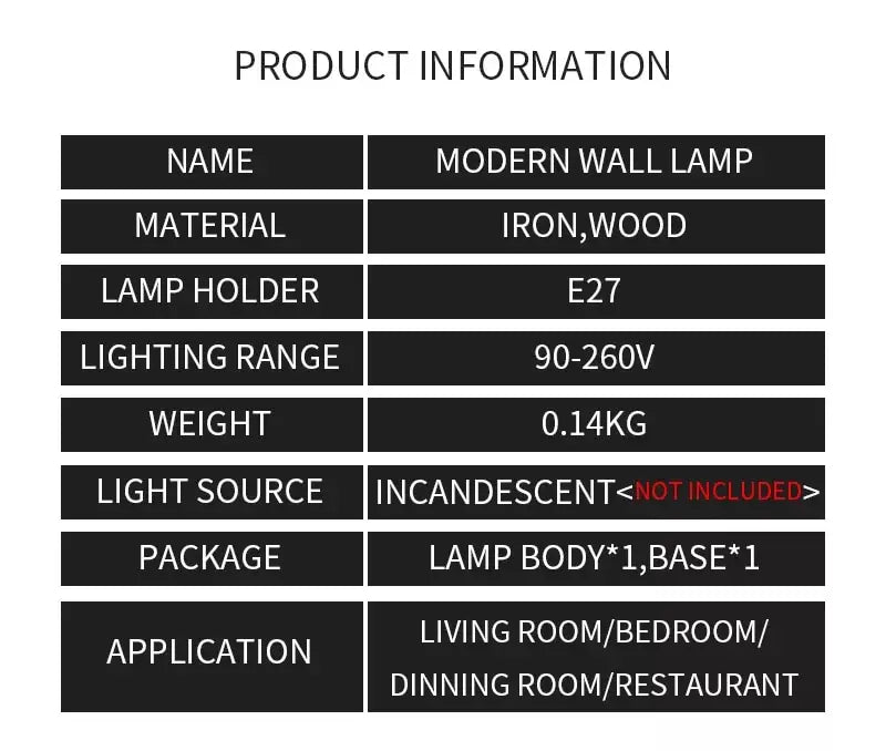 Retro Wood Wall Lamp E27 (Industrial Loft, 85–265 V)