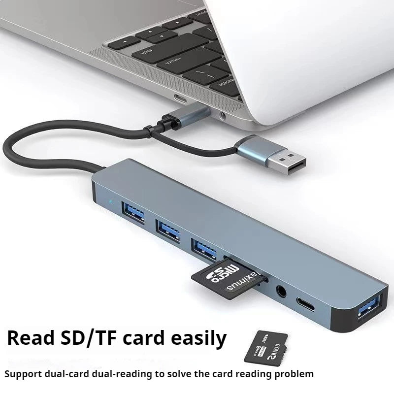8 in 1 USB +Type C USB hub multi hub one to four Type C 3.0 splitter USB extension With For Laptop Tablet Macbook Air M1 iPad Pr