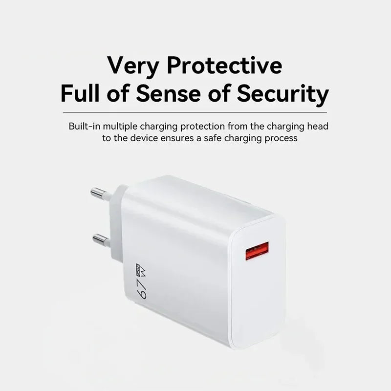 4-67W USB Fast Charging Charger With 6A Type C Cable For Xiaomi 14 Ultra Pro Redmi Note 13 Pro X5 F5 Pro Mobile Phone Wall Adapter
