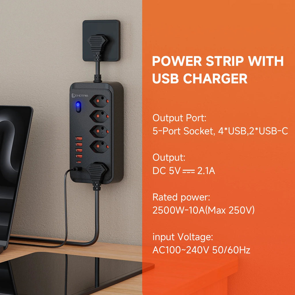 1-Switzerland AC Plug Wall Mounted Socket 1.8M Extension Cord Power Strip Outlets Network Adapter With USB C Ports Phone Chargeing