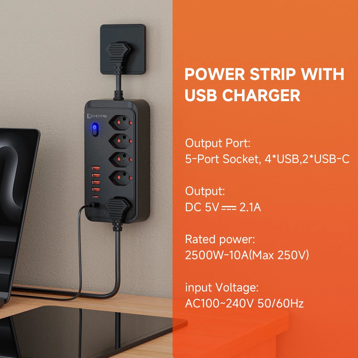 1-Switzerland AC Plug Wall Mounted Socket 1.8M Extension Cord Power Strip Outlets Network Adapter With USB C Ports Phone Chargeing