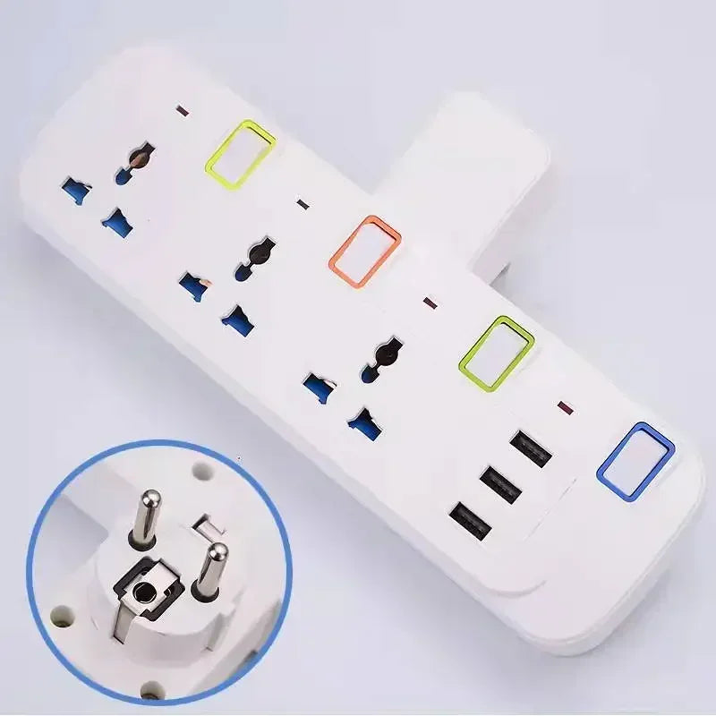 1-UK EU US Plug Multicontact Electrical Socket with 3 USB Ports Wireless Wall Power Strip Universal Outlets Converter Adapter