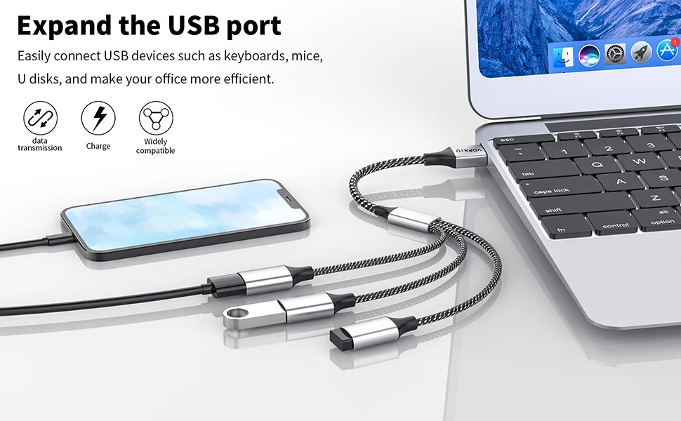 4-USB to 3 USB 2.0 HUB Dual 4Port Multi Splitter Adapter OTG for PC Laptop Surface Computer Accessories USB A Extension Power Data