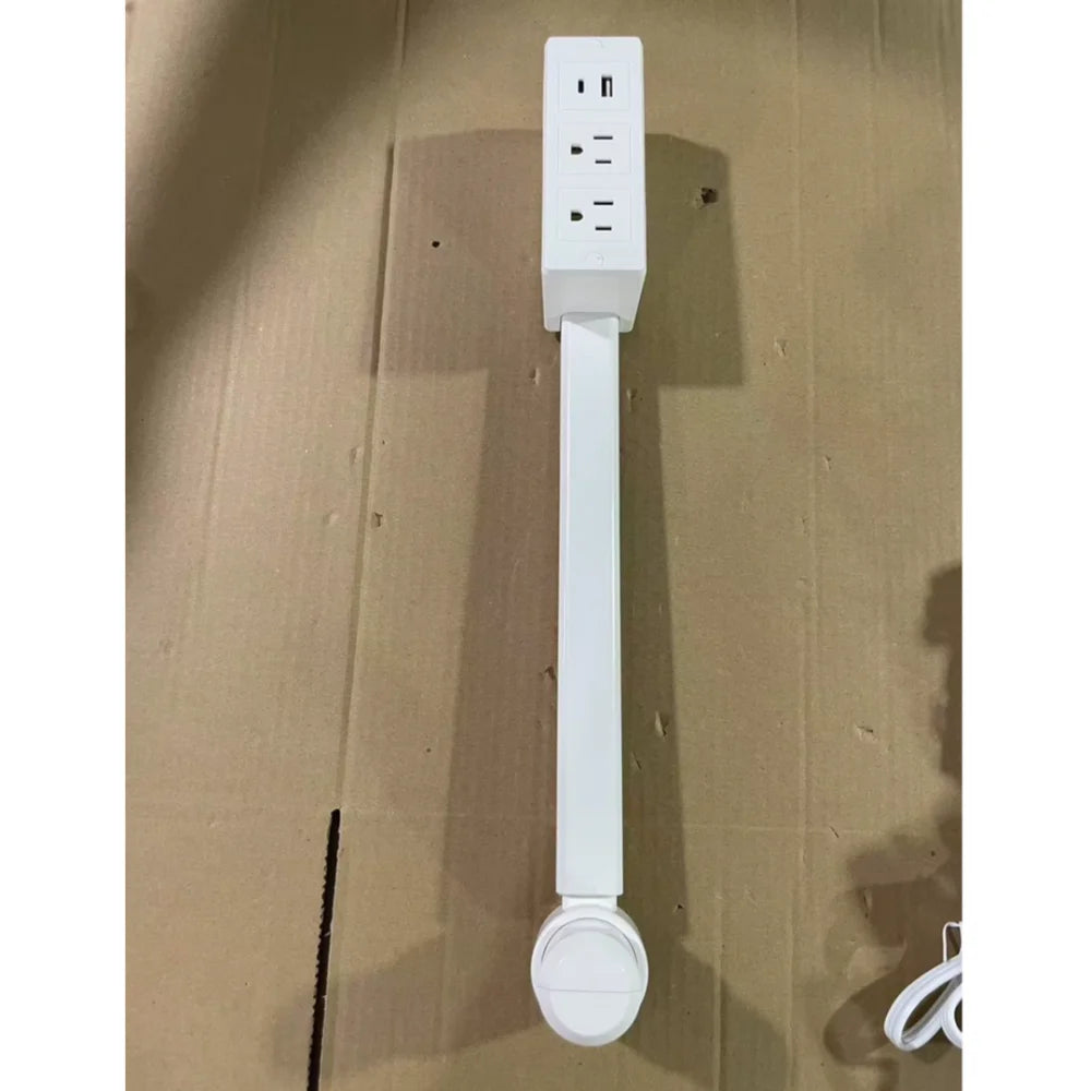1-New Rotates 180° Electrical Outlet Extender Adjustable Length White Power Outlets Extender Power Socket Expander for NightStand