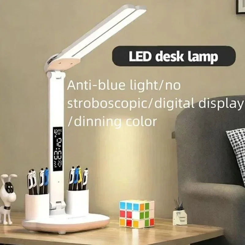 LED USB Dimmable Touch Foldable Table Lamp (Calendar, Clock & Temperature)