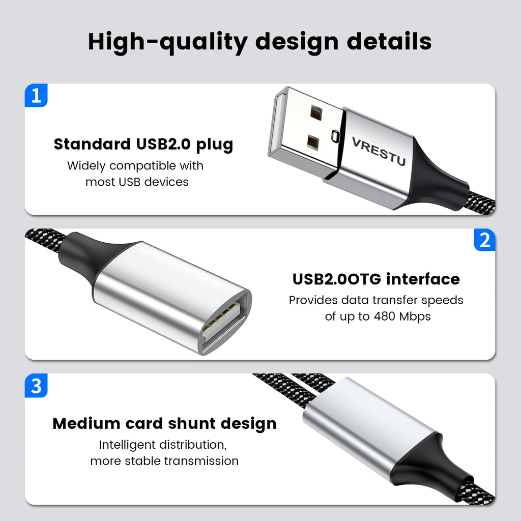 4-USB to 3 USB 2.0 HUB Dual 4Port Multi Splitter Adapter OTG for PC Laptop Surface Computer Accessories USB A Extension Power Data
