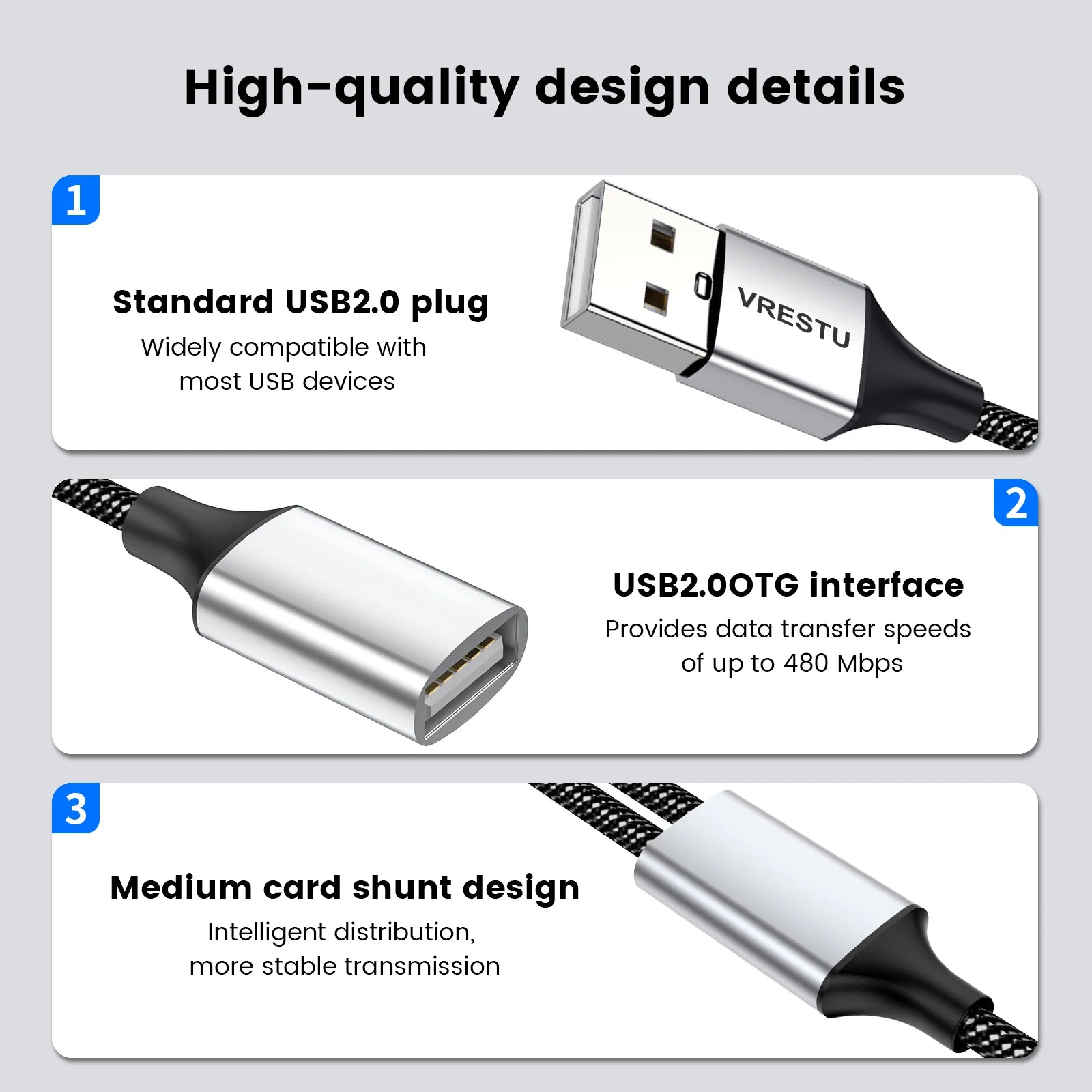 4-USB to 3 USB 2.0 HUB Dual 4Port Multi Splitter Adapter OTG for PC Laptop Surface Computer Accessories USB A Extension Power Data