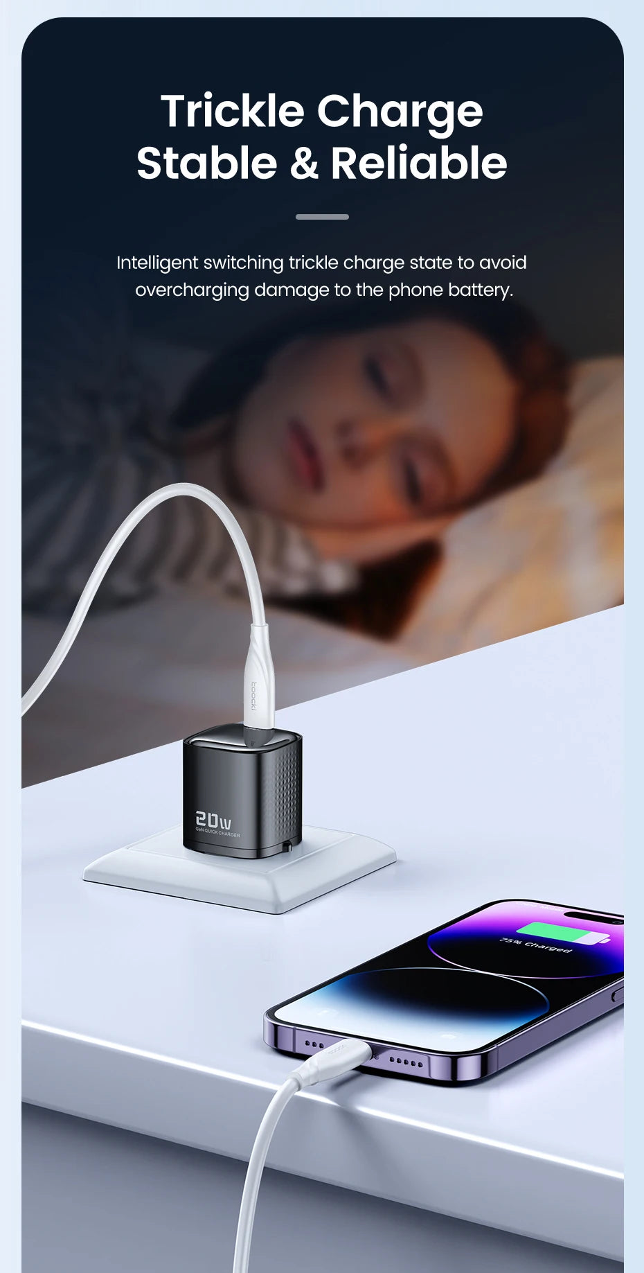 4-Toocki PD 20W USB C Charger Quick Charge QC3.0 Fast Type C Charger for iPhone 15 14 13 12 11 Pro Max iPad Portable USB C Charger