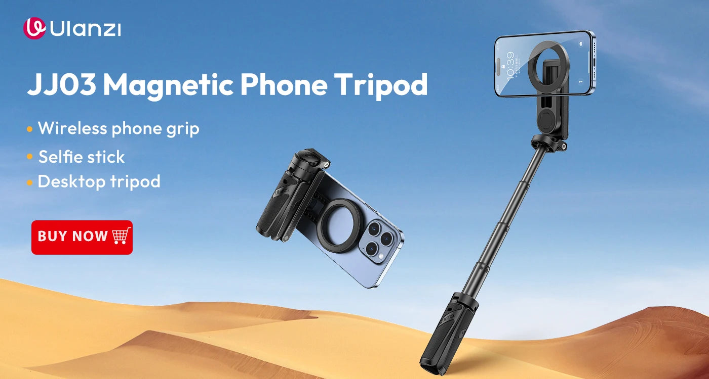 Ulanzi MA35 Selfie HandGrip Booster Bluetooth Shutter for iPhone 16 15 Android phone Photo Stabilizer Cold Shoe 1/4" Screw Mount