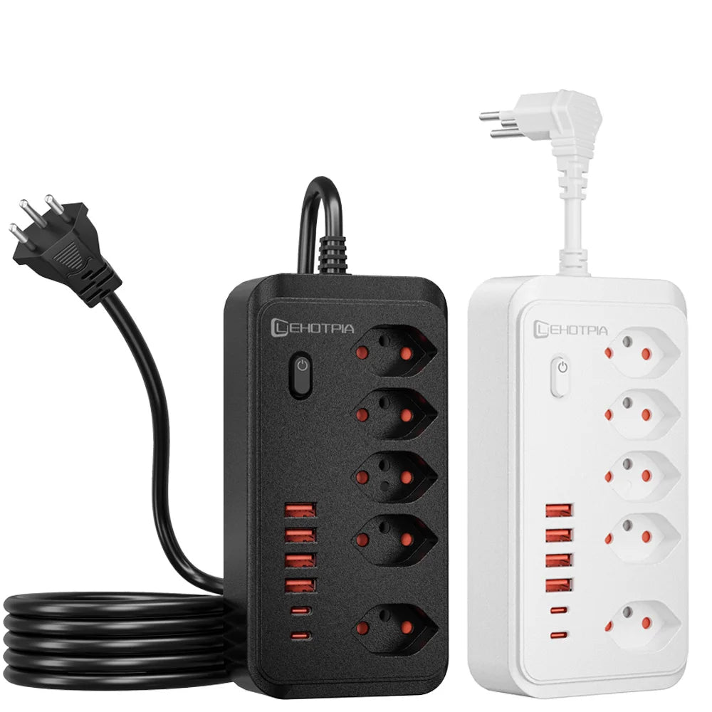 1-Switzerland AC Plug Wall Mounted Socket 1.8M Extension Cord Power Strip Outlets Network Adapter With USB C Ports Phone Chargeing