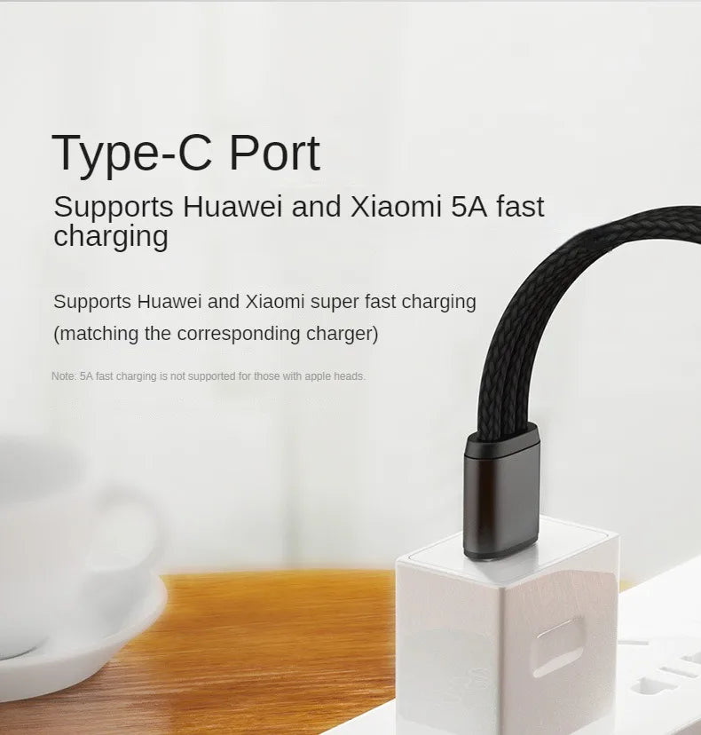 3 in 1 USB Charge Cable 3 Type-C 3 Micro USB Spliter Cord Fast Charging 5A For Mobile Phone Power Bank Charging Together 1.2m