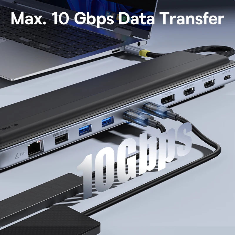 Baseus EH3 12-in-1 USB C Hub HDMI DP 4K 60Hz Triple Display 3.2 for MacBook Laptop PD 100W Type C HUB with Stand Docking Station