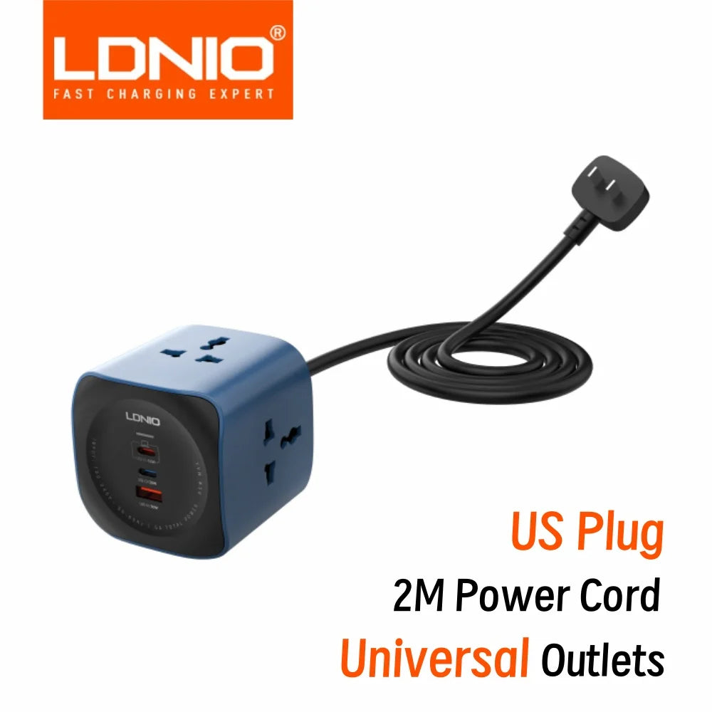 1-LDNIO Cube Power Strip 65W Charging Stations 2M Electric Extension Power Cord Uk Us Eu Plugs Adapter Usb Socket Surge Protector
